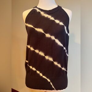 DKNY Navy & White Tie-Dye Sleeveless Tank Sweater Top -size women’s Medium - NWT